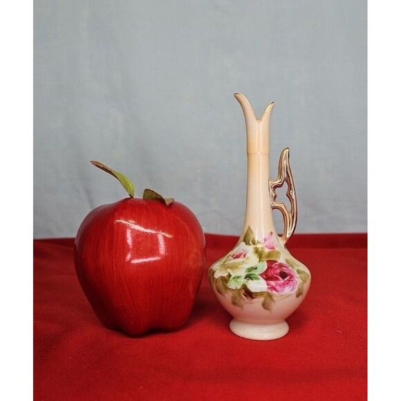 Lefton Bud Vase 1862 Hand Painted Flowers Gold Handle 5.5'' Signed VTG Ewer - Picture 8 of 8